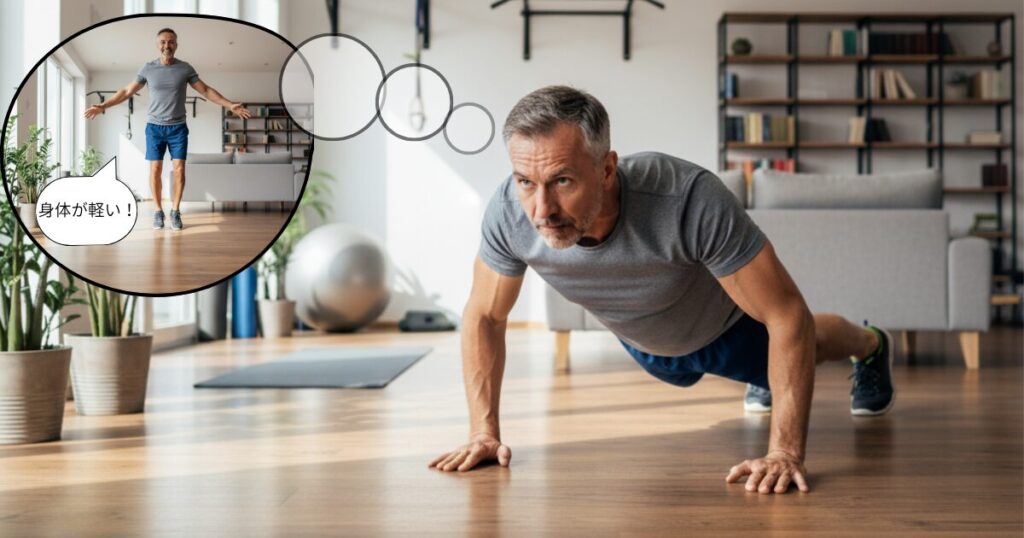 運動して健康になった男性